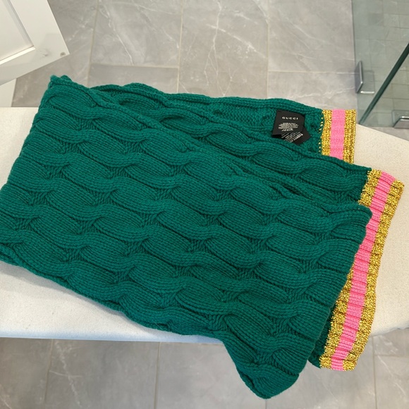 Gucci Wool and Cashmere Pink and Green Scarf - Picture 1 of 6